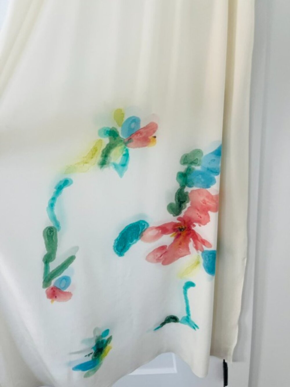 Vintage silk Maxi dress with beautiful watercolors. It looks like a painting S - Picture 9 of 9